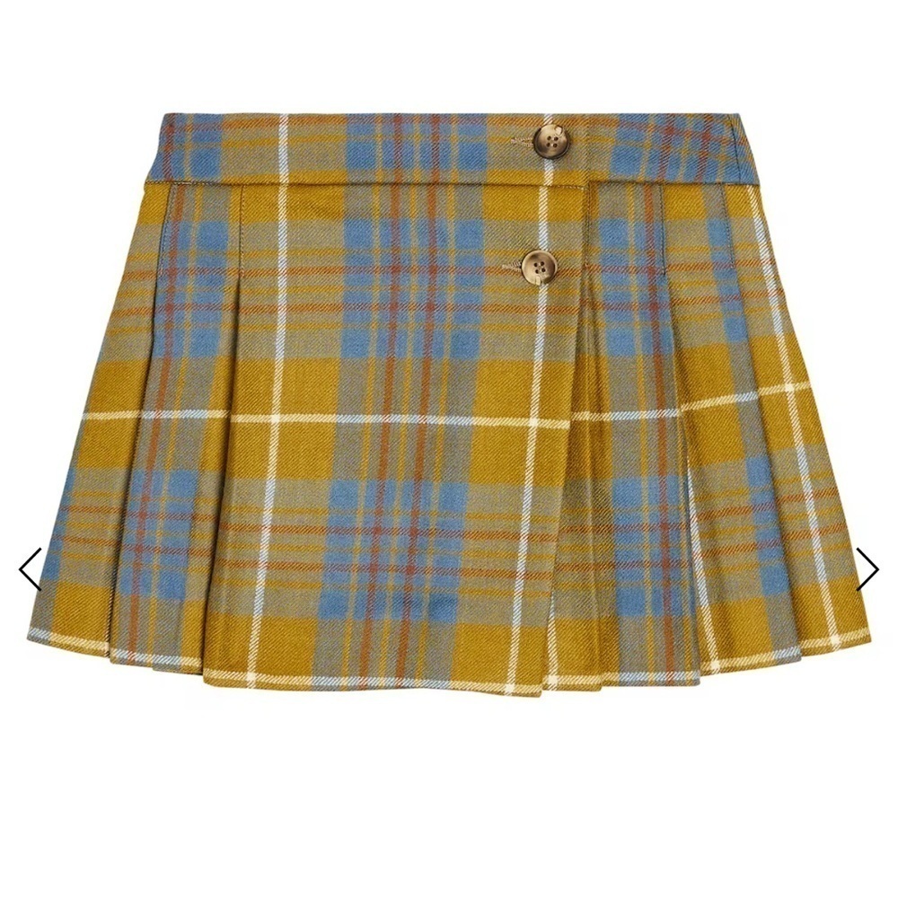 Bonpoint Talissa checked pleated wool skirt